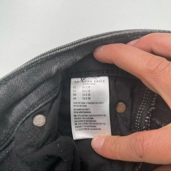 American Eagle Next Level Flex Super Skinny Jeans Gray Distressed Size 26 - Picture 7 of 8